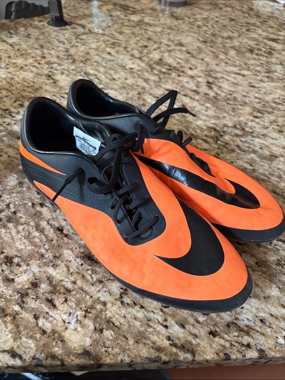 Nike Men’s Hypervenom Orange and Black Athletic Soccer Shoes